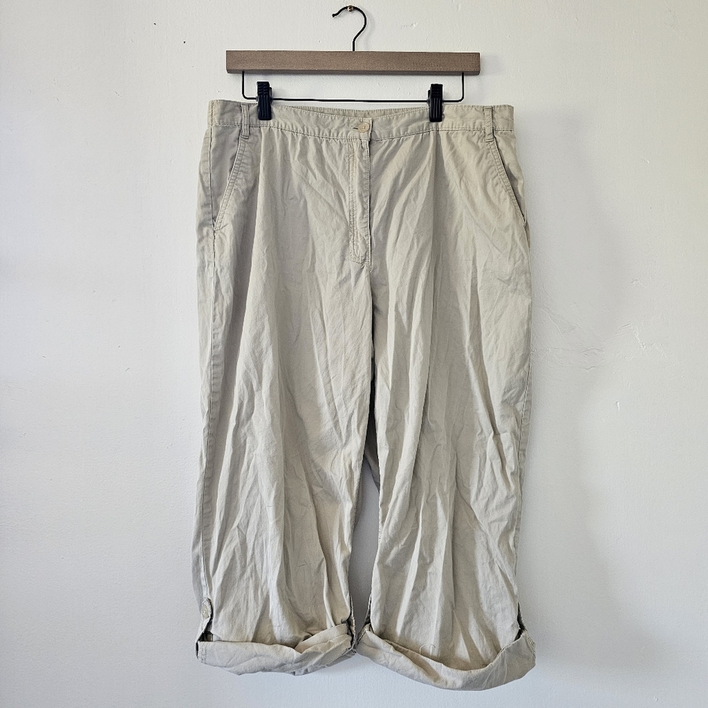 JM Collection Beige Roll Up Capri Chinos